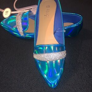 Rouge blue iridescent flats sz 10 NWT